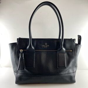 Kate Spade New York Pebbled Leather Tote Black Striped Lining